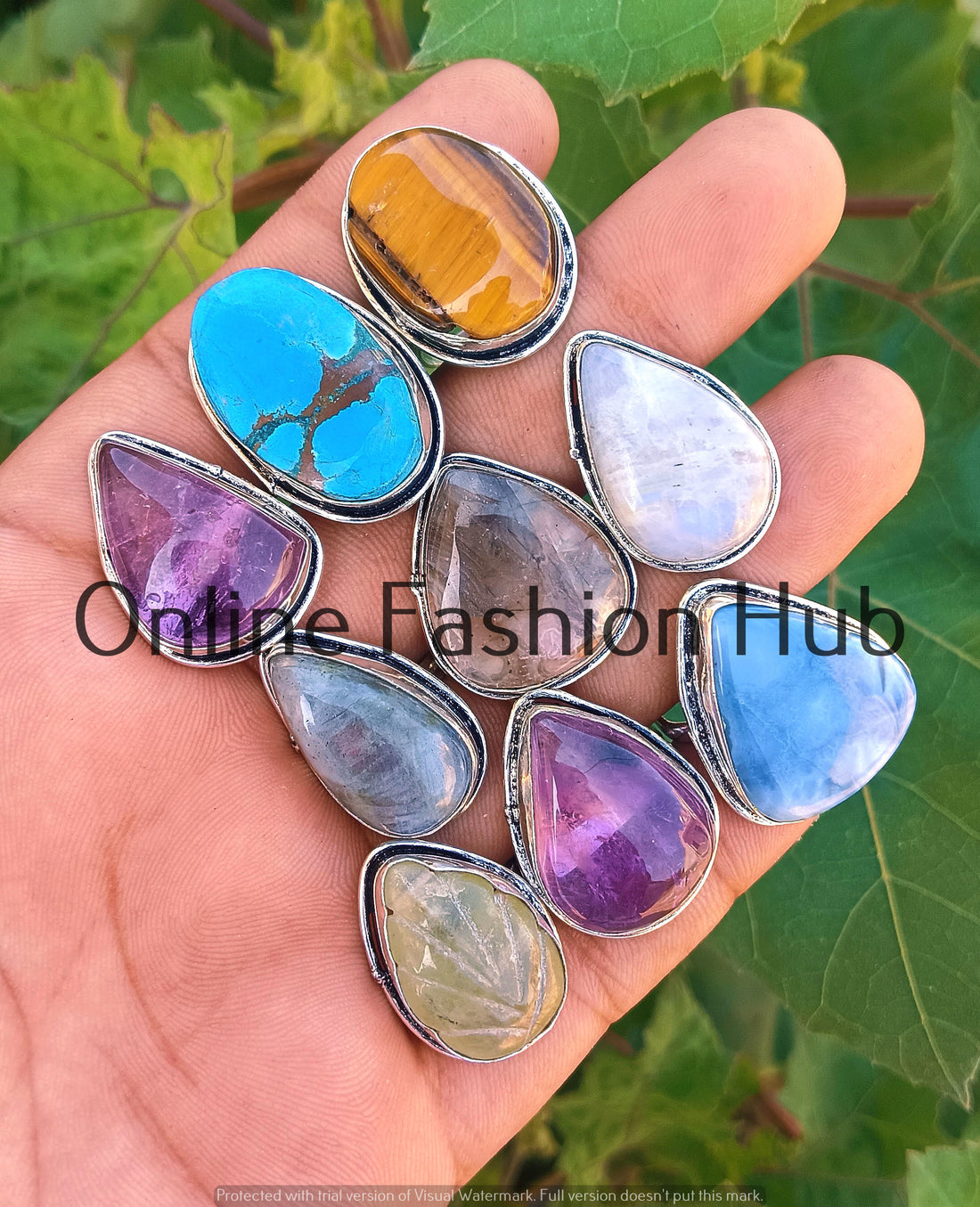 925 Sterling Silver Plated Tiger Eye & Mix Gemstone Rings Lot Gifted Jewelry