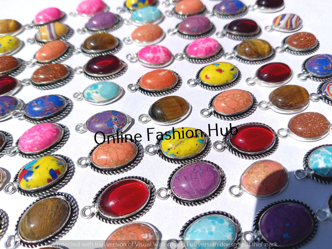 925 Sterling Silver Plated Deep Red Garnet & Mix Gemstone Connector Lot Healing Jewelry 100pcs